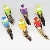 LWINGFLYER 12pcs Fake Birds Realistic Artificial Feathered Birds Ornament Sparrow with Wire Feet for Arts and Crafts & Decoration (Model - L15)