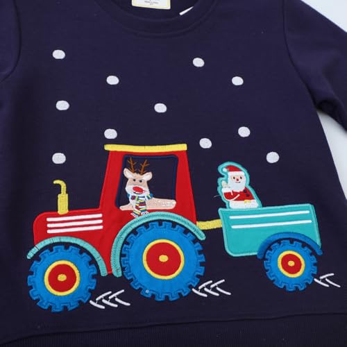 Image of Popshion Toddler Boys Sweatshirts Dinosaur Long Sleeve Pullover Crewneck Shirts Cartoon Tee Sport Tops for Kids 1-8T