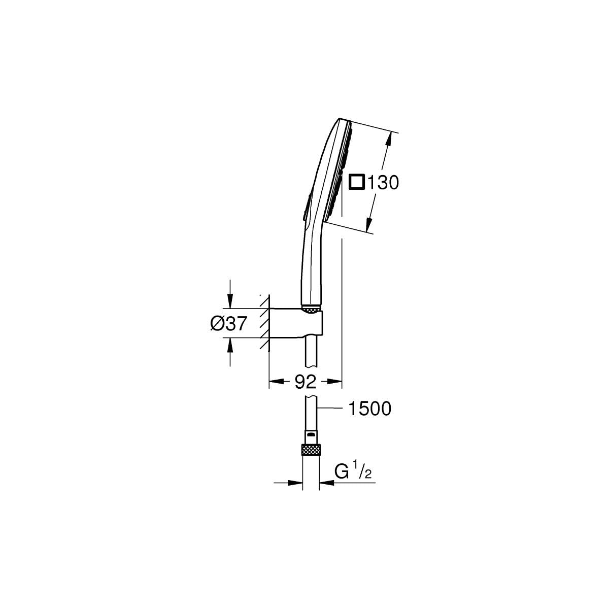 GROHE Rainshower 130 SmartActive Cube | Wandhalterset 3 Strahlarten | chrom | 26589000