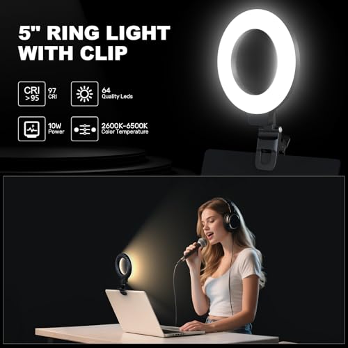 Image of Anautin Ring Light for Video Conference Lighting,360Adjustable,Portable LED Video Conference Lighting for Monitor,Laptop&Desktop Computer,Streaming Light for Zoom Meetings, Selfie Makeup, Video Calls