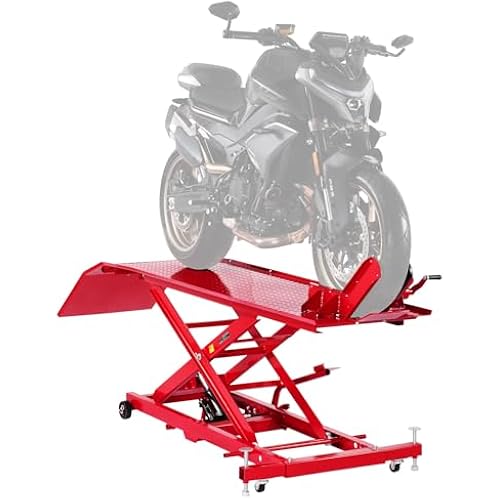 VEVOR Motorcycle Lift Table, 1000lbs Weight Capacity, 360° Flexible Moving Motorcycle Jack Stand, 8.6-31 in Height Range, Heavy Duty Bike Repair Stand with Security Lock for ATVs, Dirt Bike