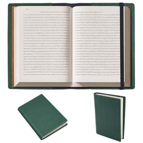 CRASPIRE A5 Leather Notebook Cover with Card Slots Waterproof Book Sleeve Green PU Envelope Folder Business Briefcase Reusable Leather Portfolio Organizer for Book Lover Classmate Gifts