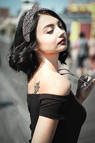 Yetasi Tweed Black Knotted Headband For Women With Hints Of White Threading Is Unique. White Black Headbands For Women Get Compliments #TOP2