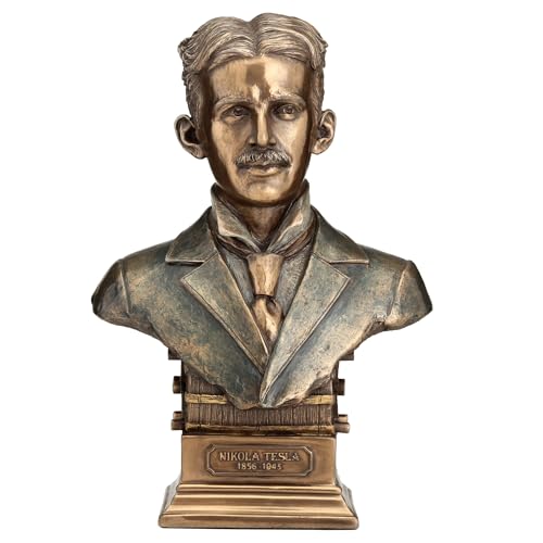 VERONESE 7 1/2 Inch Nikola Tesla Bust Statue Cold Cast Resin Bronze Statue