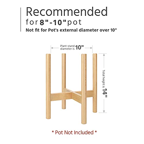Mkono Plant Stand Mid Century Wood Flower Pot Holder (Plant Pot Not Included) Modern Potted Stand Indoor Display Rack Rustic Decor, Up To 10 Inch Planter, Natural #TOP5