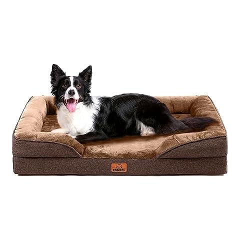 ROMROL XL Dog Bed - Premium Orthopedic Waterproof Dog Bed for Extra-Large Dogs - Removable Cover and Zipper - Plush Comfort and Support - Brown XL Cover