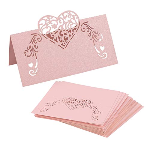toymytoy cartes marque-places pour mariage avec cœur en rose 50pcs