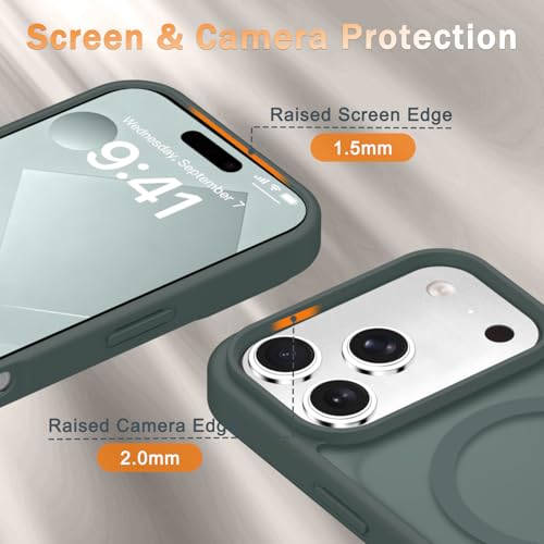 Image of YENAPOON for iPhone 17 Pro Max Case, Matte Magnetic Phone Cover [with 1 Screen Protector] [Support for MagSafe] [Shockproof Military Grade Protection] Translucent Frosted Back, Gray