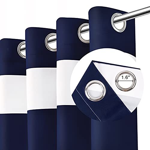 Vertkrea Stripe Window Curtain Striped Room Window Treatment Grommet Curtains 52 × 63 Inches Stripes Drapes For Bedroom Living Room Blue Set Of 2 Panels #TOP4