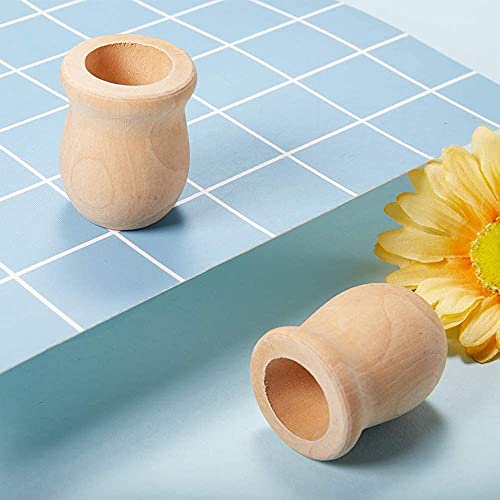 Gorgecraft 1.5 Inch 10Pcs Unfinished Blank Wooden Vase Flower Vase Candle Cups Handmade Natural Flower Container Candle Holders Candlesticks Diy Painting Decor For Hand Painting Crafts Home Decor #TOP5
