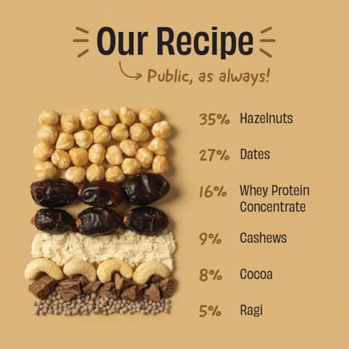Image of The Whole Truth - Super Crunchy Hazelnut Millet Cocoa Protein Bar 12G | Pack of 5 x 55g | Cleanest Dessert Ever | Real Hazelnuts | Anytime Indulgence