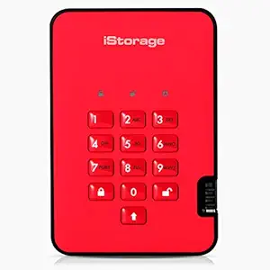 iStorage 1Tb Diskashur2 Mechanical Hard Disk, usb3.0, Red