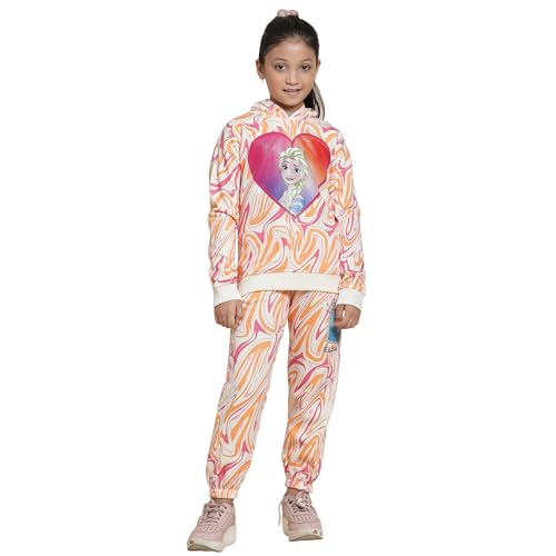 Image of Kidsville Frozen Printed Regular Fit Co-Ord Set For Girls