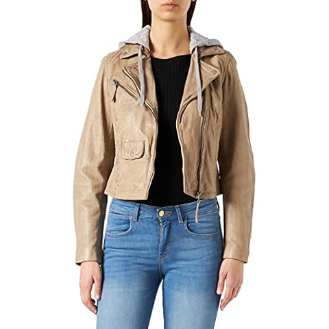 Freaky Nation Women's Easy Biker-FN Leather Jacket, Stone, S Cover