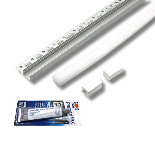 Wired4Signs Nicho Series White LED Tile Edge Light Strip Kit 24V DC Warm White 3000K Waterproof Silicone Profile Dimmable for Bathroom Shower Accent Lighting (609mm (24)) LED Kit Only