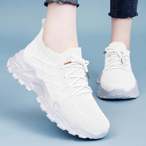 Baskets mode femme plateforme blanches pointure 37 pour marche