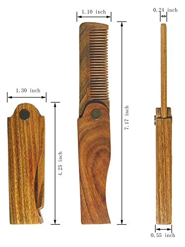 Folding Wooden Comb Wood Sandalwood Combs For Men Women Beard Hair Mustache Pocket Sized Everyday Grooming Travel #TOP3