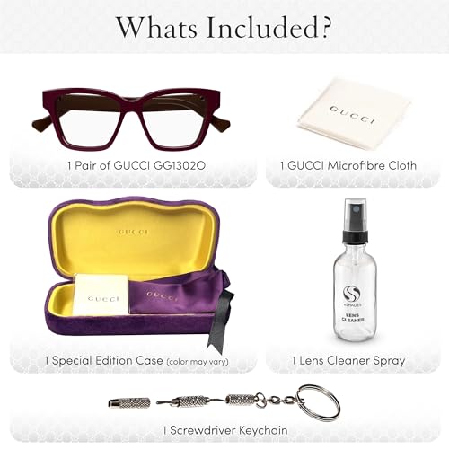 Image of Gucci GG13020 Designer Fashion Eyeglasses: Cat Eye Bold Shape Frame Eyewear with Luxury eSHADES Kit - Embrace Sophistication and Elegance