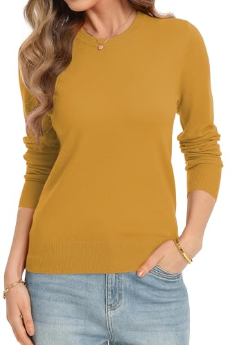 Image of QUALFORT Women's Sweaters Long Sleeve Soft Lightweight Basic Knitted Pullover Sweater