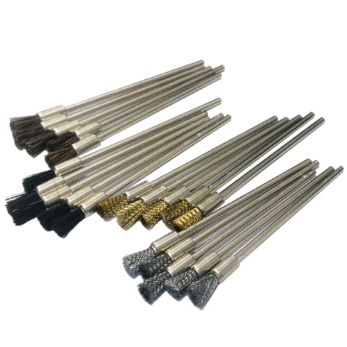Image of 20 Pcs Extended End Brush Set, 100mm Extra Long 1 /8'' Shank Pen Shape Rust Paint Removal Bits Wire Brush for Rotary Tools