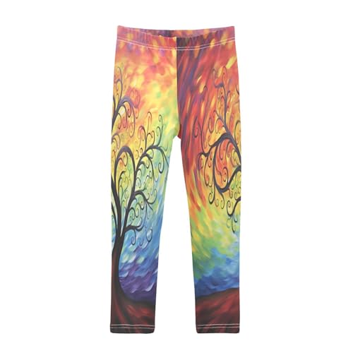 Bolaz Toddler Girls Leggings Printed Yoga Pants Leggings Red Green Blue Tree for Kids