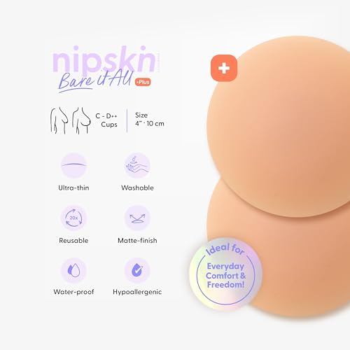 Image of NIPSKIN Nipple Covers for Women - Reusable Breast Petals - Medium & Plus Size - Bare It All Collection