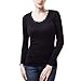 Huixin T-Shirt da Donna con Colletto Skinny in Pizzo A Manica Lunga Colletto in Pizzo E Parte Posteriore Termosaldata Termica Termica (Color : Nero, Size : One Size)