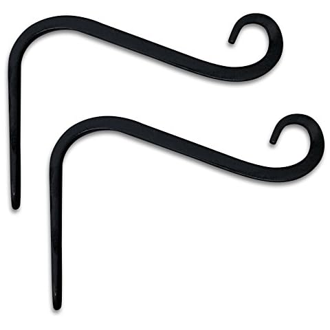 Gray Bunny Hand Forged Wall Mounted Hook, 2-Pack, 6 Inch Curved Black for Bird Feeders & Houses Planters Lanterns Wind Chimes Hanging Baskets Ornaments String Lights, As Wall Brackets & More! Cover