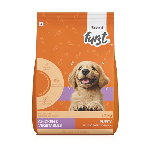 Image of Avant Furst Puppy Dry Dog Food Chicken & Vegetable, Dog Food Puppy with Real Chicken Protein & DHA, Dry Food for Growing Puppies, No Artificial Additives, 10kg