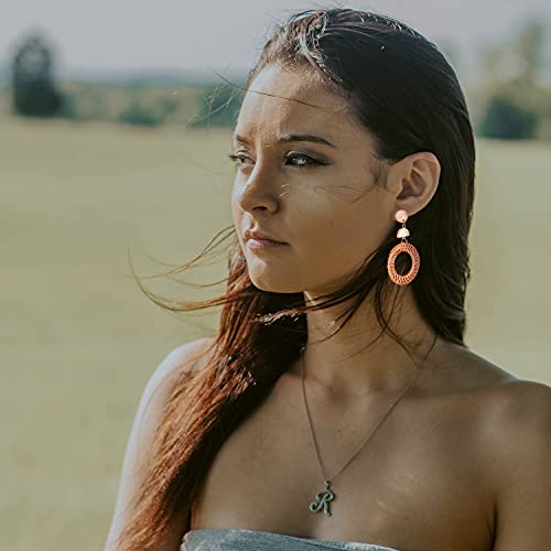 Image of Ladies Handmade Rattan Earring - Tassel A Type Straw Wicker Earrings Bohemian Geometry Earring Circle Pie Shape Earrings