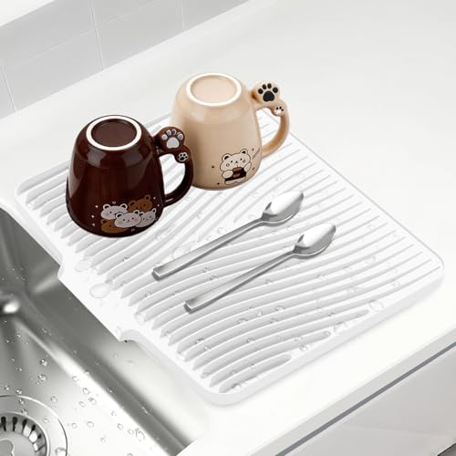 Alfombrilla de secado de platos de silicona para encimera de cocina con almohadilla de drenaje 2
