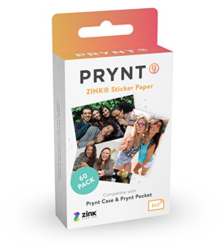 Prynt 2x3 Zink Sticker Paper for The Pocket & Classic Instant Photo Printer - 60 Pack, White (PP00008)