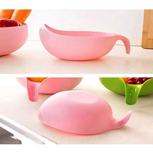 Rice Washing Filter Strainer Basket Colander Sieve Fruit Vegetable Bowl Drainer Cleaning Tools Home Kitchen Kit (S, green)