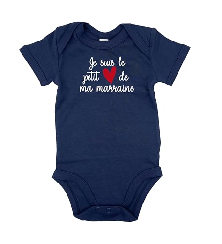 DSTNY Body bébé Je suis le petit cœur de ma Marraine- bleu marine (taille 6-12mois)