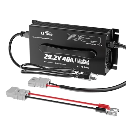 LiTime 24 (29.2) Volt 40A Mountable Battery Charger Intelligent AC-DC LiFePO4 Lithium Battery Smart Charger for 24Volt Lithium Iron Phosphate Batteries