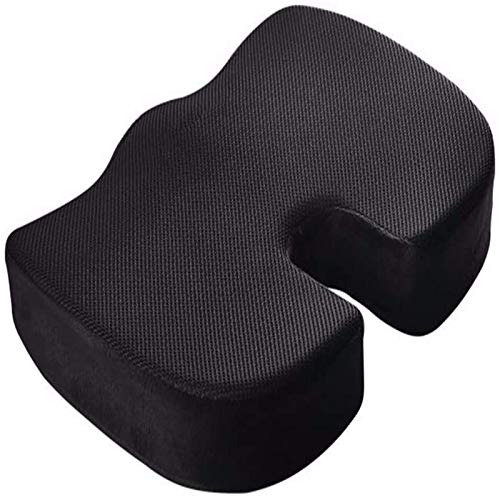 LZW Cojín De Asiento De Espuma Viscoelástica De Primera Calidad, para Alivio del Dolor De Espalda De Coxis, Ciática, Hemorroides, Coxis, para El Hogar, Sillas De Oficina (Negro)