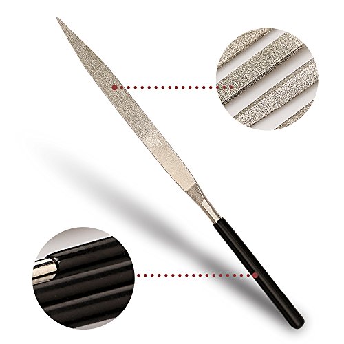 Diamond Needle File Set, Jewelers Hand Files Tool Kit for Metal Ceramic Stone Jewelry Rough Carving Glass Filing (10-Piece)