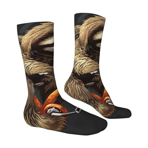 Cycling sloth Crew Socks Women Men Cushioned Athletic Socks Adult Calf Socks Casual Above Ankle Sock