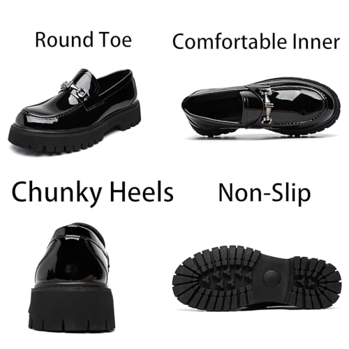 Mens Patent Leather Slip-On Platform Dress Horsebit Loafer Low Heels Round Toe Non-Slip Penny Shoes for Formal Business Wedding4