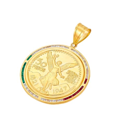 14k Yellow Gold CZ Frame with Coin (50 Pesos)