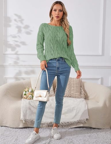 Image of Libsorge Womens Cute Sexy Off The Shoulder Crochet Knit Sweater Fall Winter 2025 Trendy Lightweight Boat Neck Pullover Top