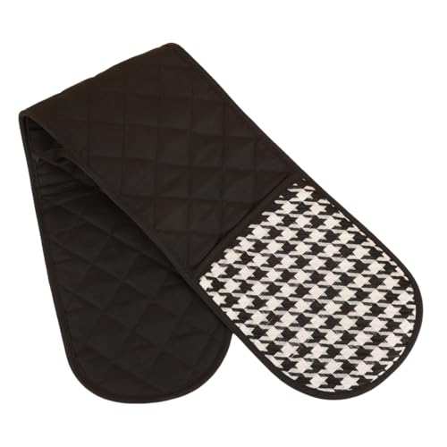 UZEXYO Black Double Oven Gloves Heat Resistant Cotton Potholder Extra Long 78cm Kitchen Oven Mitts for Heavy Duty Protection and Cooking