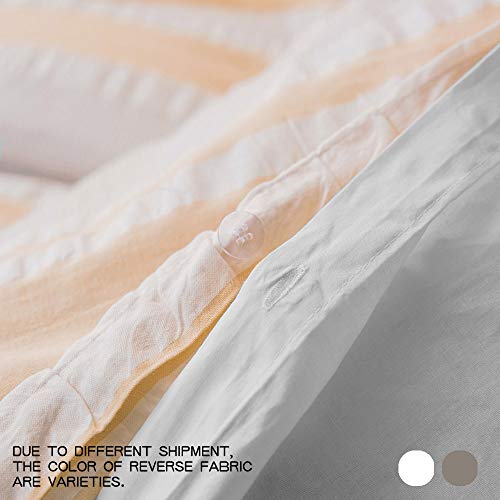 Merryfeel Seersucker Duvet Cover Set Queen Size,100% Cotton Seersucker Textured Striped Bedding Set,3 Pieces(1 Duvet Cover With 2 Pillowshams) - Light Yellow #TOP5