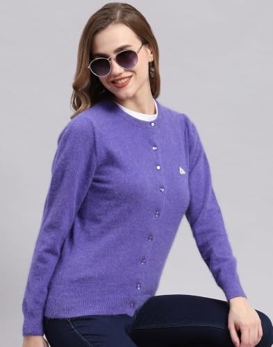 Image of Monte Carlo Women Regular Fit Full Sleeve Solid Round Neck Winter Cardigan (Pack of 1)