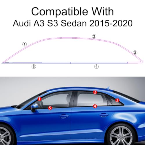 Black Window Trim for Audi A3 S3 Sedan 2014-2020 Chrome Delete Blackout by CRMDF - Used condition - Image 2