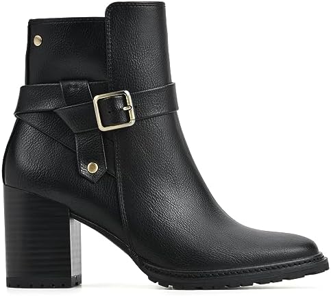 WHITE MOUNTAIN Women's Shoes Livid Stack-Heeled Ankle Bootie, Black/Smooth, 10 M | Image 2