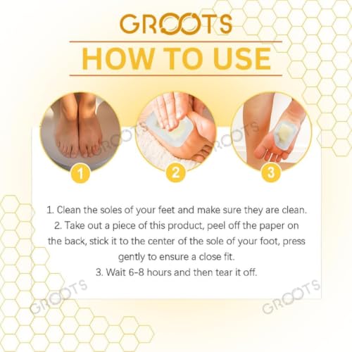 Image of GROOTS Bee Venom foot patch Detox Foot patches Pain Relief Detox patch Cleansing Toxin Remover Foot Pads Detoxify Stress Relief Sleep Patch for Detoxification For Men And Women (1 BOXES = 10 Patches) (5 Box)