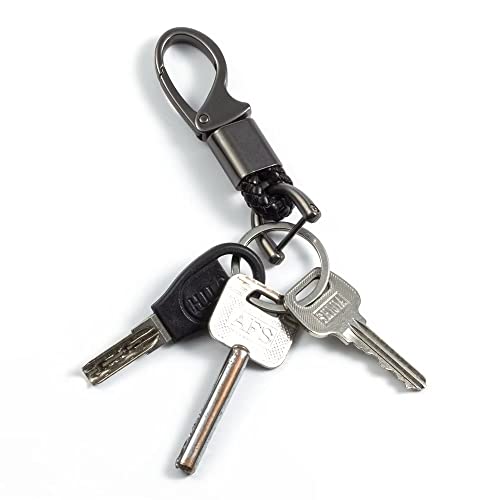 Image of Car Keychain Accessories Leather Holder Keyfob Sturdy Metal Carabiner Key Chains for Women and Men