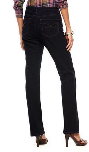 Chaps Womens' Daniella Curvy Straight Leg Slimming Fit Denim Jeans (2, Dark Rinse)2