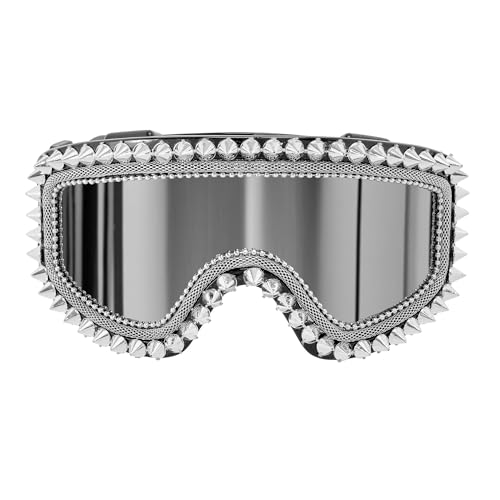 W WIDMANN MILANO Party Fashion - Gafas de esquí espejadas con tachuelas y pedrería, accesorio de carnaval, gafas divertidas para fiestas après-ski, festivales